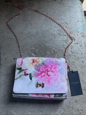 Ted Baker Pink Floral Crossbody with Rose Gold Bow